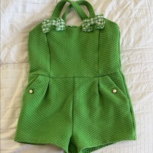 Janie and Jack Green Quilted Romper